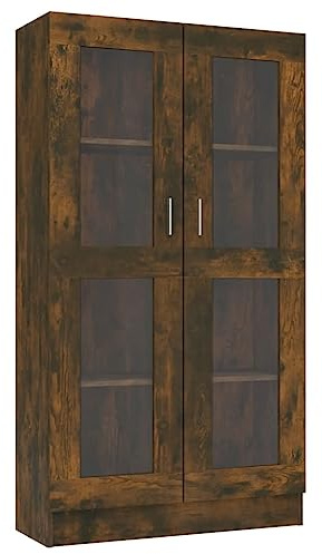 Natulvd Display Cabinet with 2 Glass Doors & 4 shelves, 150 cm Tall Bookcase Storage Cabinet, File Cabinet Sideboard for Living Room Home Office - Oak