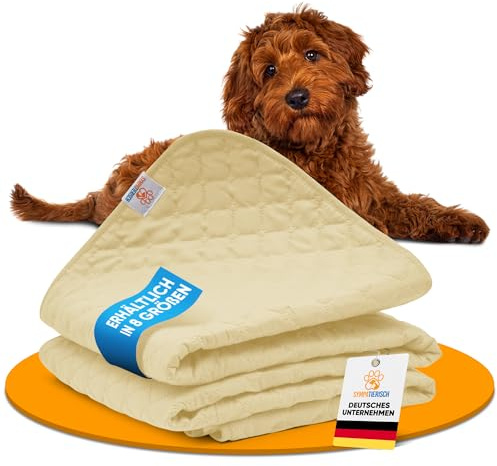 SympaTierisch wasserdichte Hundedecke - Robuste Hundematte als Schutz für Sofa & Bett - rutschfeste Hundedecke auch für große Hunde geeignet - in der Waschmaschine waschbar - 205 x 130 cm - gelb