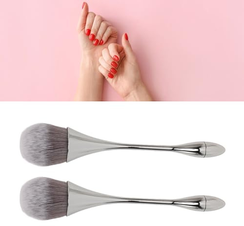 Soft Fluffy Bristles Nail Dust Brush, Rose Shape Nail Art Brush Kit, ABS Material, Manicure Brush Clean Up Tools (Silver)