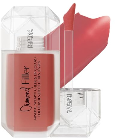Physicians Formula Mineral Wear®Diamond Filler Cheek & Lip Color, Serum-to-Cream Multi-Use Liquid Blush Formula, Plumps & Smooths for Fuller Looking Cheeks & Lips, Monochromatic Look - Radiant Pink