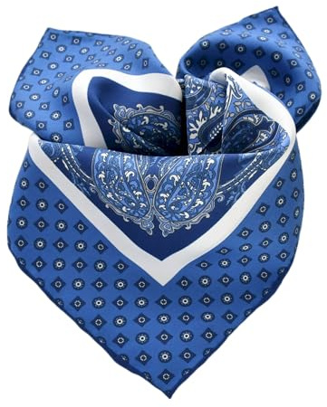 Prettystern pura sciarpa di seta arrotolata a mano donna uomo unisex fazzoletto per il collo la testa di seta primavera-estate 23 Paisley blu