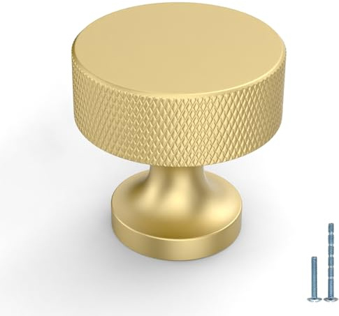 Amerdeco 10 Pack Gold Knurled Cabinet Knobs Kitchen Cabinet Handles for Drawer Dresser, Cupboard and Wardrobe AM012