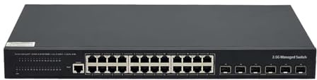 Elfcam® - 10Gb Commutateur Switch Fibre Optique Compatible avec Freebox Ultra, avec 6 Ports 10G SFP+ et 24 Ports 2,5G Ethernet RJ45, Plug & Play Non Géré (6 Ports 10Gb SFP+ et 24 Ports 2,5G RJ45)