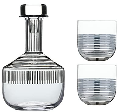 QTANZIQI Juego de decantador de Whisky de Cristal con 2 Vasos, decantador de Whisky de Lujo de 42 onzas, Vasos de Whisky soplados a Mano de 12 onzas, Regalos de cumpleaños de Aniversario, Regalos