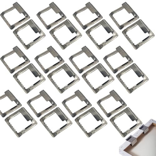 24stk Aufhänger für Keilrahmen, 39 mm x 38 mm x 15mm Metall Keilrahmen Aufhänger, Leinwand Aufhänger, Keilrahmen aus Metall, Bildaufhänger, Schattenfugenrahmen, Bilderhaken, Aufhänger für Bilder