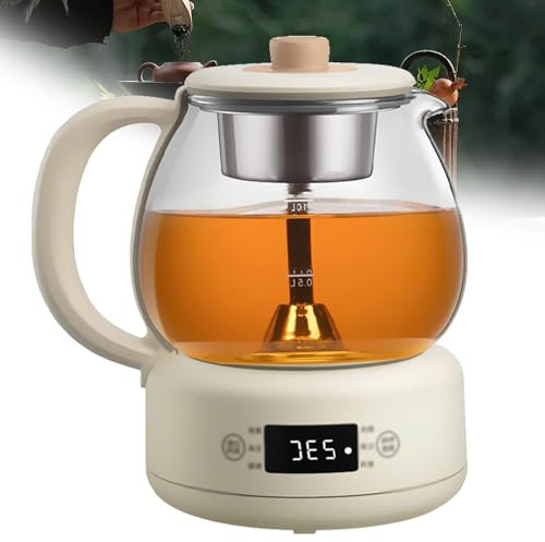 HLGKBY Machines à thé Chaud 1 L, Machine à thé 600 W, Maintien au Chaud 8 Heures, 11 Niveaux d'isolation Thermique réglable, Protection Contre l'ébullition à Sec, Panneau de Micro-Ordinateur,