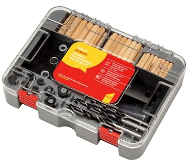 Amtech - Dowel Jig Kit for Woodworking and Home DIY, Durable Joints and Consistent Alignment, Adjustable Handheld Dowel Jig for Various Wood Thicknesses, Easy to Use (84pcs)