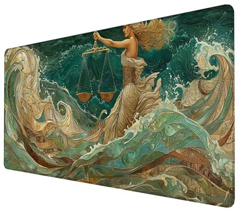 Alfombrilla Ratón, Alfombrilla Ratón XXL Gaming Tapete Escritorio Ordenador (1400x600x3mm) Protector Escritorio Alfombrilla Antideslizante para Ratón Láser y Óptico (Déesse) mousepad (Gris) 3-8-G