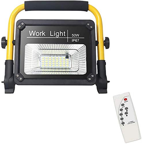 CEHJZQRPL Proiettore LED USB ricaricabile con telecomando Lampada da lavoro portatile for esterni, 3 modalità dimmerabili, IP66, Luci di inondazione impermeabili for giardino, campeggio, pesca in viag