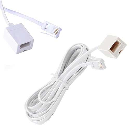 Zguziji Câble d'extension BT vers BT 4 fils plat pour téléphone domestique Blanc 5 m