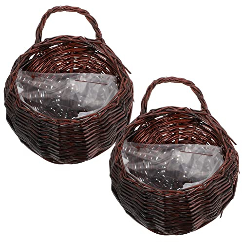 SEWOART Blumentopf Dekorative Aufbewahrungskörbe Hängekorb 2 Stück Seegras mit Geflochtenem Wandkorb 18cm Natürliche und Elegante Atmosphäre für Küche und Eingänge
