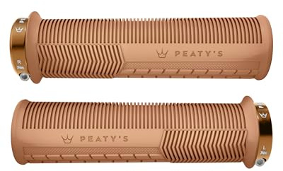 Peaty's Monarch Grips - Gum/Mushroom/Thick - Trail Comfort, Durable, Ergonomic Finger Bars, Support Thumb Pad, All Day Riding, All Weather & Terrain, MTB Enduro Downhill Ebike Mountain Bike