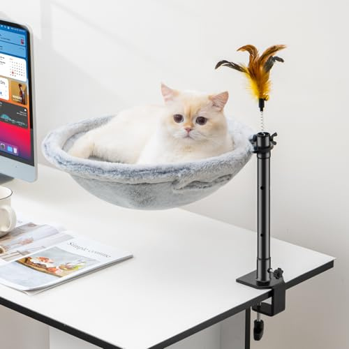 Uross Cuccia per gatti da scrivania – girevole a 360° e regolabile in altezza, morbida amaca per gatti con 2 rivestimenti lavabili, posto per dormire per animali domestici – uso per tutto l'anno
