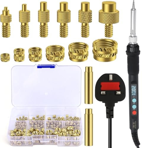 AOBOPLE Soldering Iron Tips for Threaded Inserts Set 80W LED Soldering Iron Kit Adjustable Temperature 180-500°C with 130PCS Threaded Inserts M2/M3/M4/M5/M6/M8 for Inserts 3D Printing and Plastic