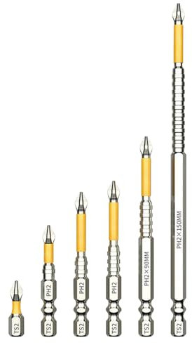 XUQEAYWD Set di punte per trapano | Set di punte per trapano magnetico | Acciaio S2, 25 50 65 70 90 150 mm Strumento per edilizia Casa Assemblaggio automobilistico Riparazione di mobili