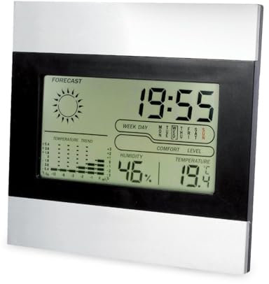 VoltShine Station météo intérieure avec fonctions de température, humidité, pression et prévisions météorologiques ; idéale pour surveiller la météo dans des espaces fermés.