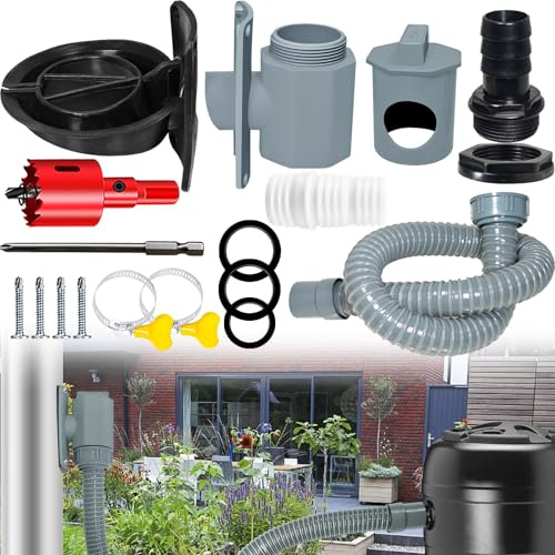 Kit deviatore per acqua piovana, kit di riempimento per serbatoi rotondi, collettore di acqua piovana, collega il tubo di scarico al serbatoio dell'acqua, sistema di raccolta dell'acqua di cattura