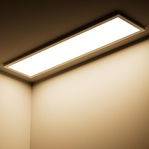 LuJasi Deckenlampe LED Deckenleuchte, 36W 3600LM LED Panel Flach 100x25cm Rechteckige Neutralweiß 4000K mit Backlight für Schlafzimmer Wohnzimmer Küche Weiß