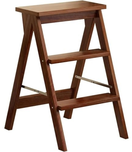 Marchepied pliable à 3 niveaux et étagère de rangement - Escabeau multifonction pour usage domestique - Assemblage facile - Couleur marron - Idéal pour les plantes et la nization