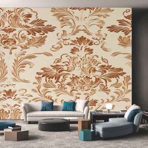 Genérico Papel Pintado Barroco 150X105cm, Papel Pintado Pared Damasco Vintage Salon, Dormitorio, Oficina, Decorativos D11