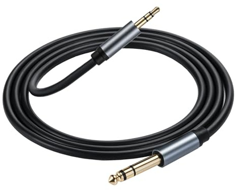Cavo audio 3.5mm a 6.35mm, Cavo jack 3.5mm a 6.35mm Stereo Professionale HiFi, per Smartphone Tablet PC Chitarra Amplificatore Mixer Audio Lettori MP3 Sistema HiFi, Connettori Placcati in Oro 2M