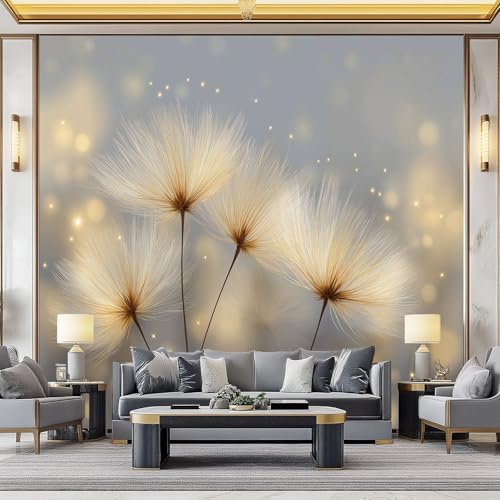 WHUOEUCO Papel Pintado 3D Dientes León Brillantes Ensueño, 200x140 cm Fotomurales Tejido No Tejido Papel Tapiz Grande Murales Fotográfico Moderno Decoración de Paredes