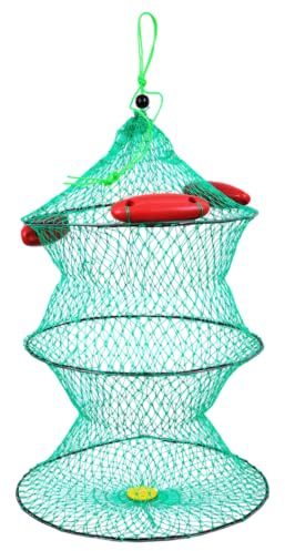 Schwimmender Fischkorb, Faltbares Setzkescher mit Schwimmkörpern, Hälternetz aus Nylon mit Feiner Maschen für Süßwasser und Salzwasser, Angelkorb zum Lebendhalten von Fischen