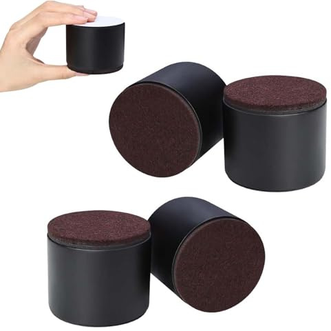 Rialzi per Mobili Alti in Acciaio, 4 Pezzi Rialzo per Mobili Autoadesivo, Alzate per Tavolo e Armadi, Diametro 6 cm, Supporta 500kg, Altezza di Sollevamento di 5 cm, Rotondo, Nero