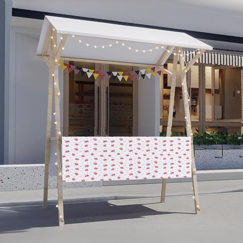 Fällbar mobil matvagn i trä, display för gatuförsäljare, för blommor och gatuserier/jordbruksmarknader (vit 2,150 cm/59 tum)