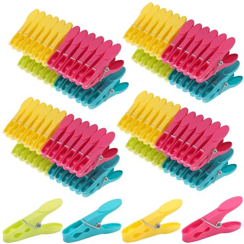 JIAYUET 96 PCS Strong Grip Washing Line Pegs with Soft Clip Spring, Non-Slip Laundry Clothes Pegs Avoid Marks, UV Resistant for Indoor Outdoor Use