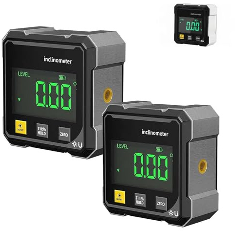 Digital vinkelsökare, gradskiva, 4-sidig magnetisk digital vinkelmätare, magnetiskt mätverktyg med LCD-skärm och USB-C-laddning för snickeri, konstruktion och gör-det-själv (1 st)