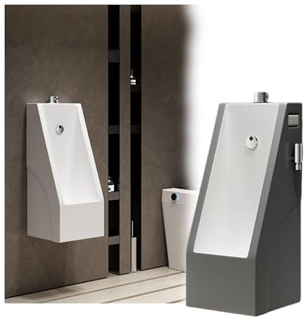 Orinatoio in ceramica a parete con sensore, orinatoio commerciale a risciacquo con doccetta estraibile, Orinatoio maschile per bagni commerciali, bar, garage e uffici(Gray)