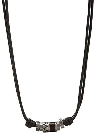 Fossil Halskette Für Männer, Braun, Silber Echtleder Halskette, JF84068040