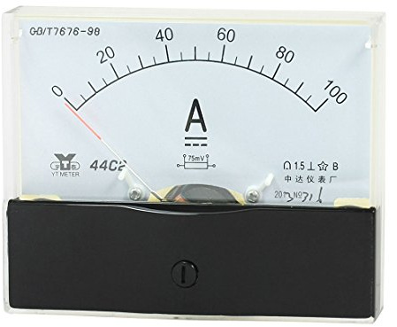 sourcing map Analogique Courant Panneau Mètre DC 0-100A 44C2/100A Ampèremètre pour Automobile Circuit Test Charge Batterie Ampère Testeur Gauge Paquet de 1