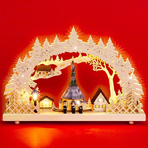 SIKORA LB60 Holz Schwibbogen beleuchteter LED Lichterbogen inkl. Netzteil Motiv SEIFFEN Weihnachtsmarkt Deko Weihnachten Breite 43cm