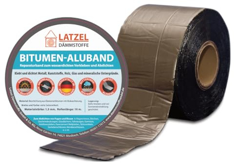 Bitumen Aluband 75 mm x 10 m Farbe Blei – selbstklebendes Dichtband für Dach, Regenrinne & Anschlüsse – UV-beständig wasserdicht Reparaturband – Bitumen Aluminium Abdichtband