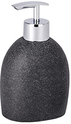 WENKO Seifenspender Mod. Puro nachfüllbar für Flüssigseife und Lotion im eleganten Design anthrazit ideal für Bad und Küche Maße 9,4 x 15,2 x 6,5 cm