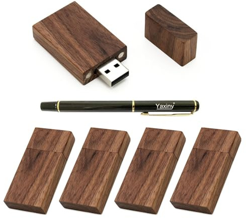 Yaxiny 5 Pack Rechteck Walnuss Holz 2.0 USB Flash Drive 8GB USB Disk Memory Stick mit Holz