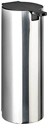 WENKO Seifenspender Mod. Turbo-Loc Detroit Wand-Seifenspender nachfüllbar ohne Bohren zur Wandmontage in Bad und Küche mit Klebepad 240 ml glänzend Silber Metall Maße 6 x 16,5 x 8 cm Edelstahl