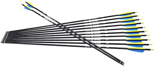 ELONG OUTDOOR Mixed Carbon Pfeil Bogenzieljagdausübung Pfeile 26 28 30 32 für die Aufnahme mit Recurve Compound-Bögen (12 Stück)