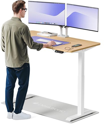 Desktronic HomeOne Standing Desk 140x70cm – Dual Motor Electric Height Adjustable Desk with USB & USB-C Charging, 3 Memory Presets & Touchscreen Controller – Home Office