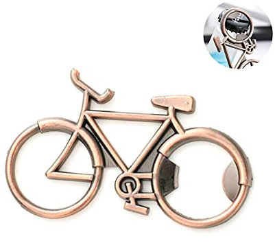 Abrebotellas con forma de bicicleta retro y sacacorchos innovador, regalo para bares, fiestas, bodas, recuerdos, mini multiusos (oro rosa)