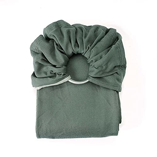 NéoBulle - Sling Sergé Brisé - Portage en Écharpe sans Nœud - Installation Facile - Léger et Confortable, en Coton Bio - 100% Fabriqué en France - De la Naissance à 3-4 Ans, Vert Eucalyptus