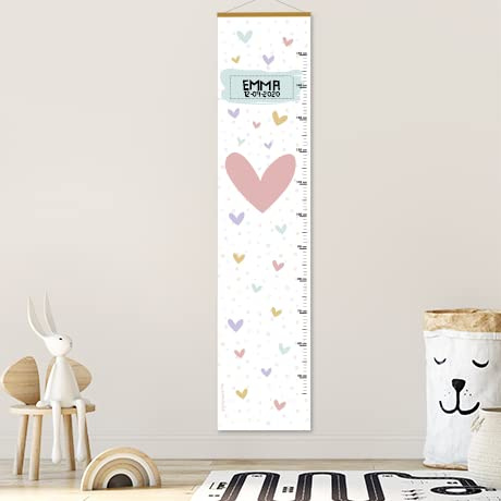 Gutmarkiert Messlatte Kinder Namen - Geburtsdatum aus Papier Herz Design | Süße Mess Latte für Baby- und Kleinkinderzimmer - zum Aufhängen - personalisierbar mit dem Namen des Kindes