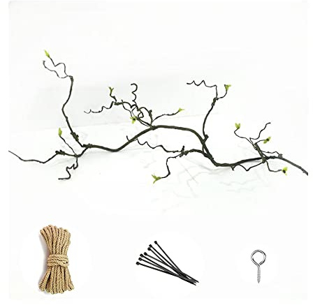 Super Idee AST Deko Korkenzieherhasel Dekoast mit Blätter Dekozweig 140 cm Korkenzieher-Zweig Dekorationen für Ostern Weihnachten Frühling Hochzeits Halloween als Terrassendeko Wankdeko Fensterdeko