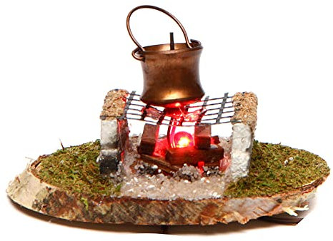 Holyart Topf über Feuerstelle aus Gitter und Stein 4,5V