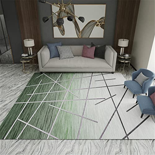 DJHWWD Teppiche Waschbar webteppich Grün Grau Teppich Rechteck Zeitgenössische Wohnzimmer Schlafzimmer Bodenmatte Babyzimmer 140X200CM