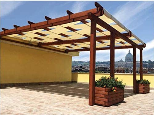 TENDAGGIMANIA Fascia Ombreggiante per pergola PVC Impermeabile 650 gr/mq- Misura 50 cm x 500 cm - Colore Beige 275- Teli per Pergolati Onde SU MISURA Telo Copertura Pergolato Gazebo