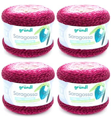 Gründl Wolle Saragossa (weiches Farbverlaufsgarn aus 50% Baumwolle und 50% Polyacryl, 250 g / 1000 m, Nadelstärke: 3 mm – 4 mm, 4 x 250 g), Spätsommer Farbe