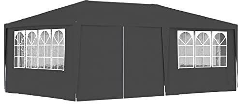 HOMIUSE 4x6 m Profi-Partyzelt mit Seitenwänden Pavillon Faltpavillon Grillpavillon Verkaufsstand Gartenpavillon Gartenlaube Party Zelt Groß Bierzelt Faltzelt Grill Pavillions Anthrazit 90 g/m²